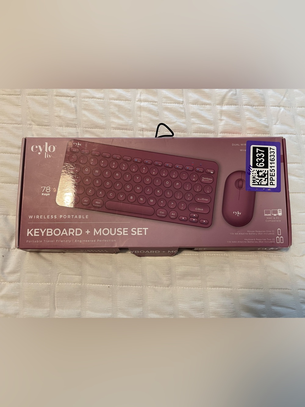 cylo Wireless Portable Keyboard + Mouse Set - Plum